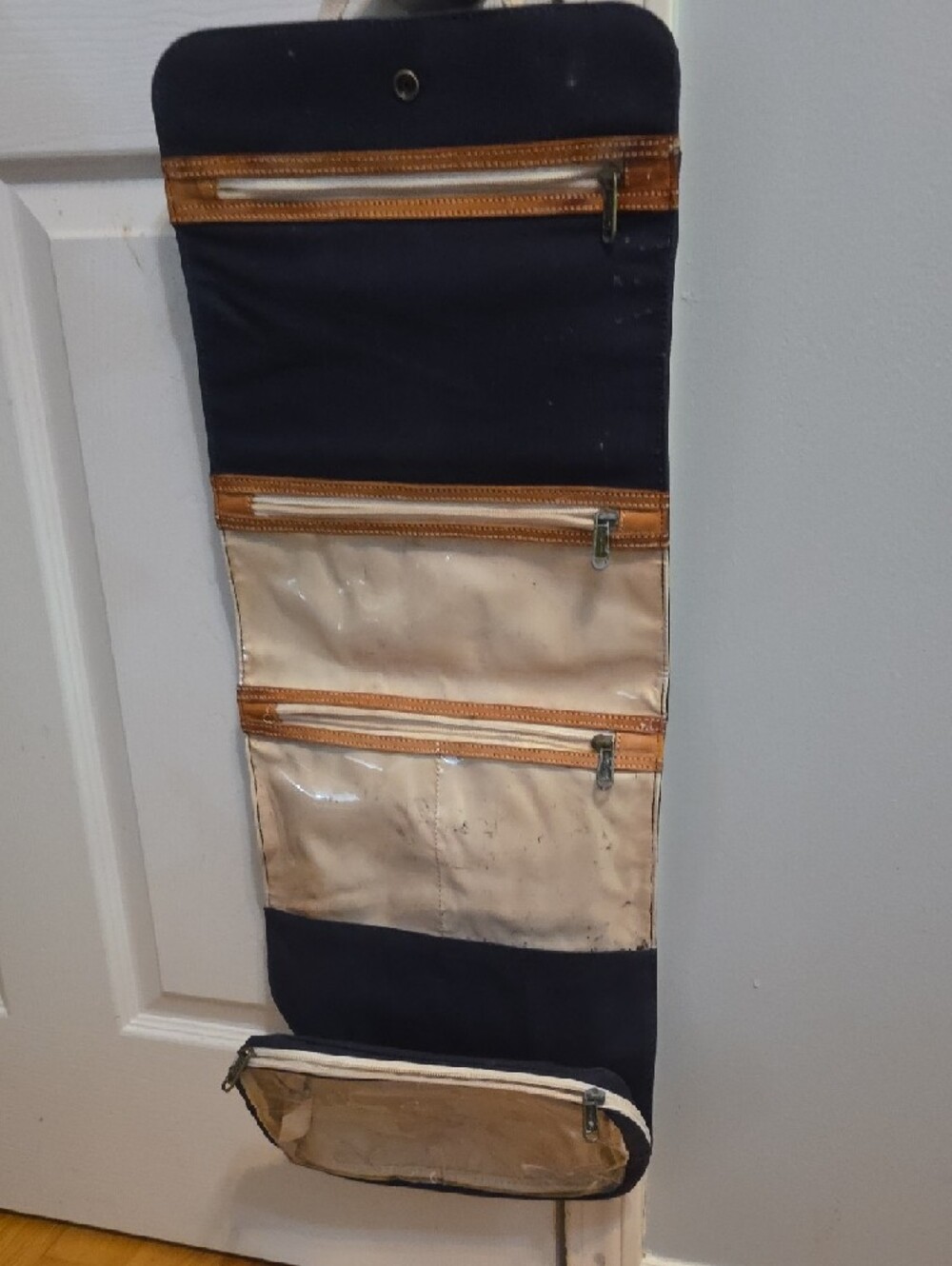 Birdling Navy Canvas Tote Bag with Cream Handles - Picture 3 of 4